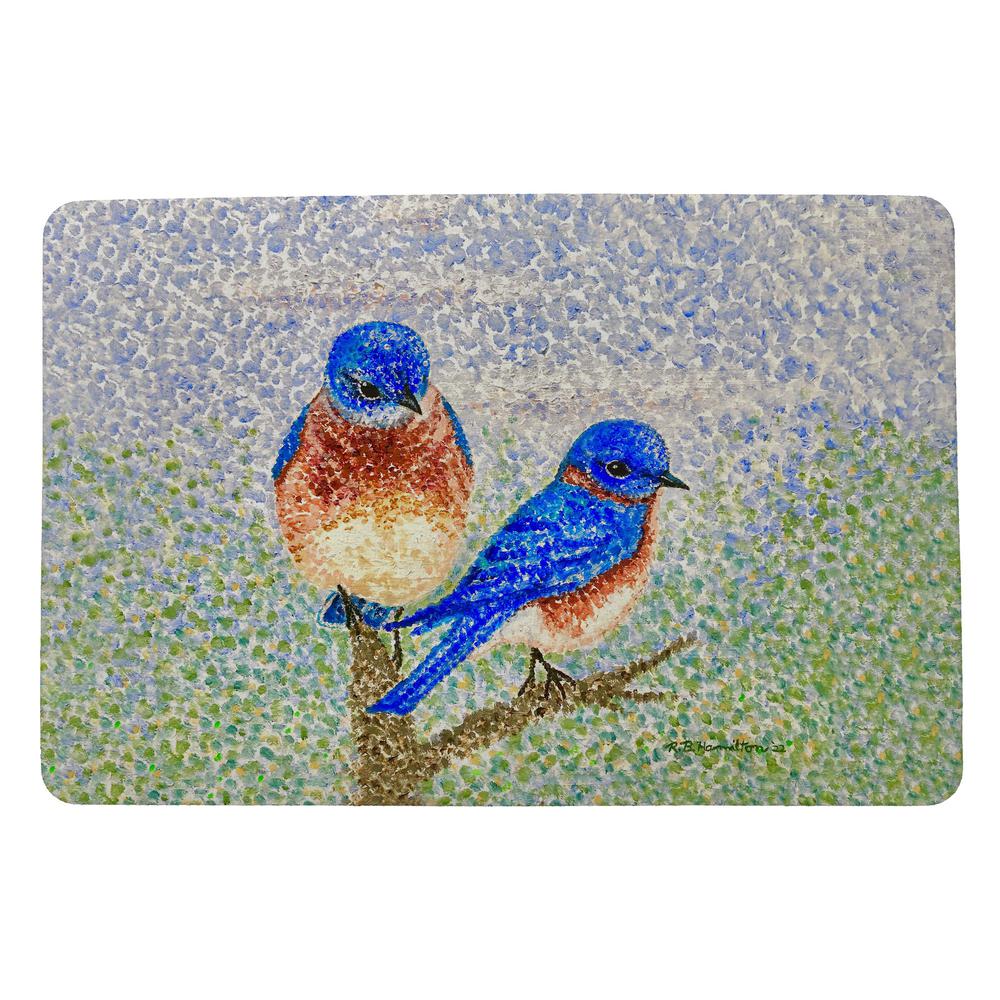 Two Blue Birds Door Mat 18x26