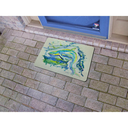 Green Shark Door Mat 18x26