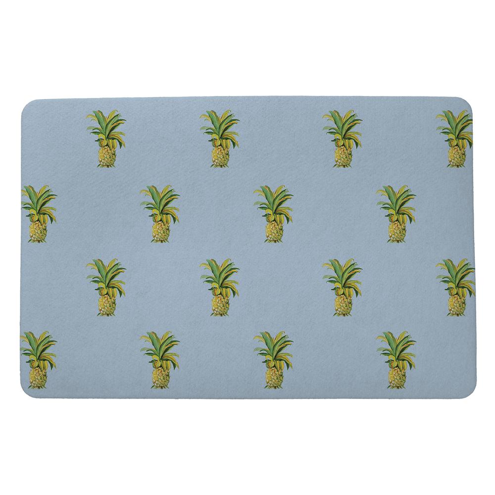 Multi Pineapple on Blue Door Mat 18x26
