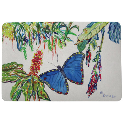 Morpho & Flowers Door Mat 18x26