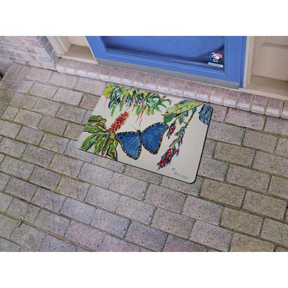 Morpho & Flowers Door Mat 18x26