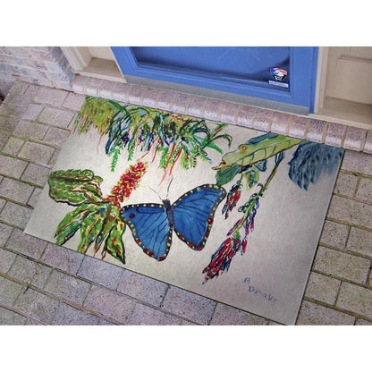 Morpho & Flowers Door Mat 30x50