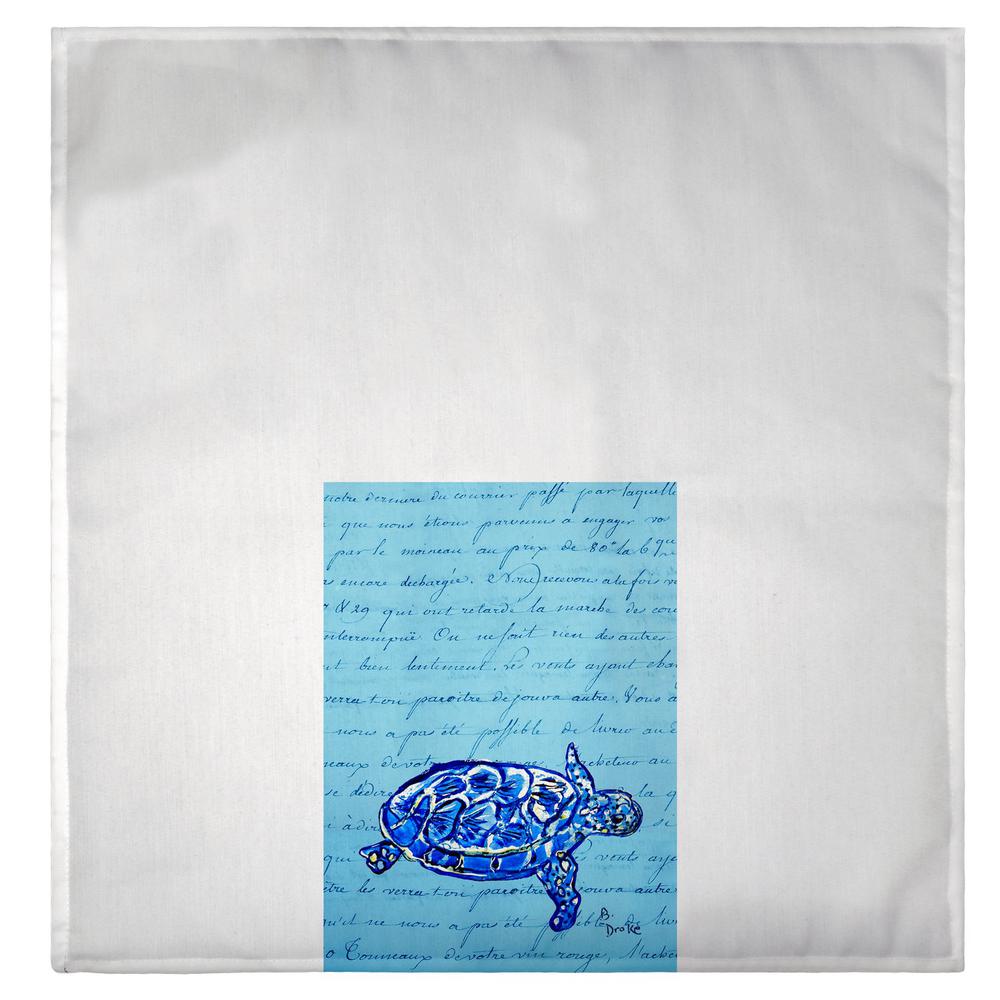Blue Script Sea Turtle Guest Towel