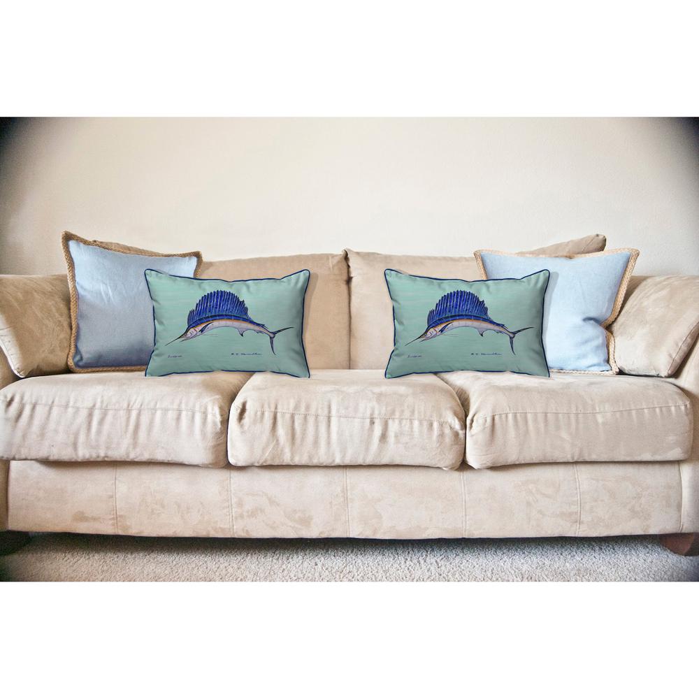 Sailfish - Teal Large Indoor/Outdoor Pillow 16x20