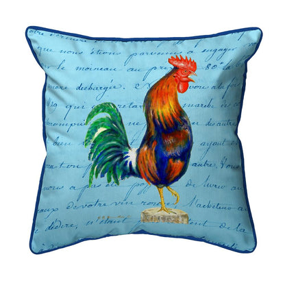 Blue Rooster Script - Large Indoor/Outdoor Pillow 18x18