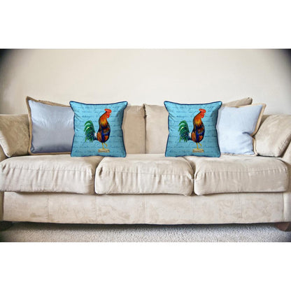 Blue Rooster Script - Large Indoor/Outdoor Pillow 18x18