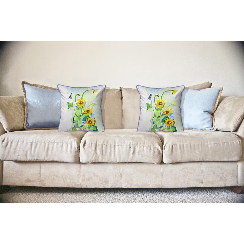 Sunflower & Bird Large Indoor/Outdoor Pillow 18x18
