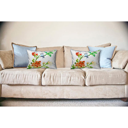 Blue Bird & Flowers Large Indoor/Outdoor Pillow 16x20