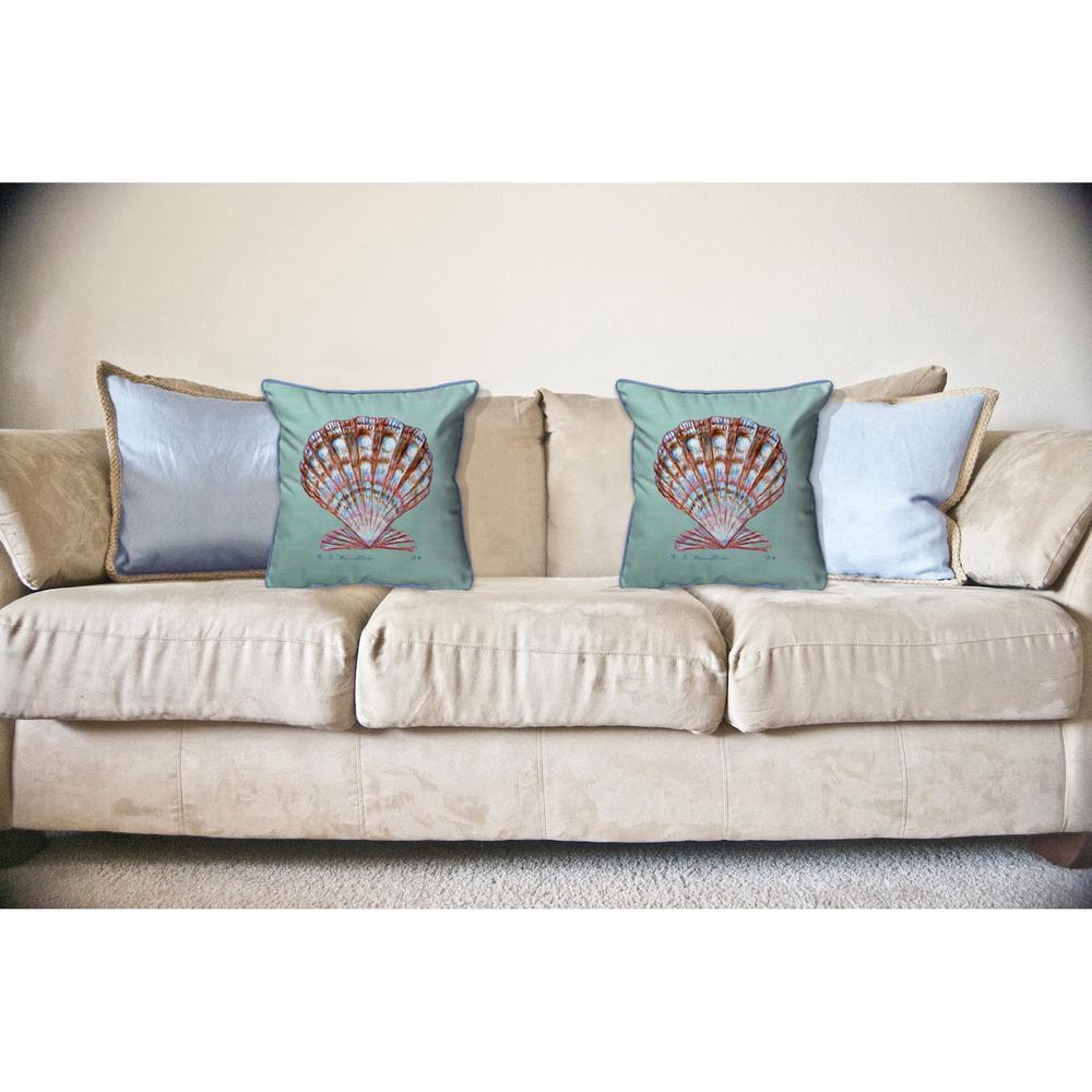 Scallop Shell - Teal Large Indoor/Outdoor Pillow 18x18