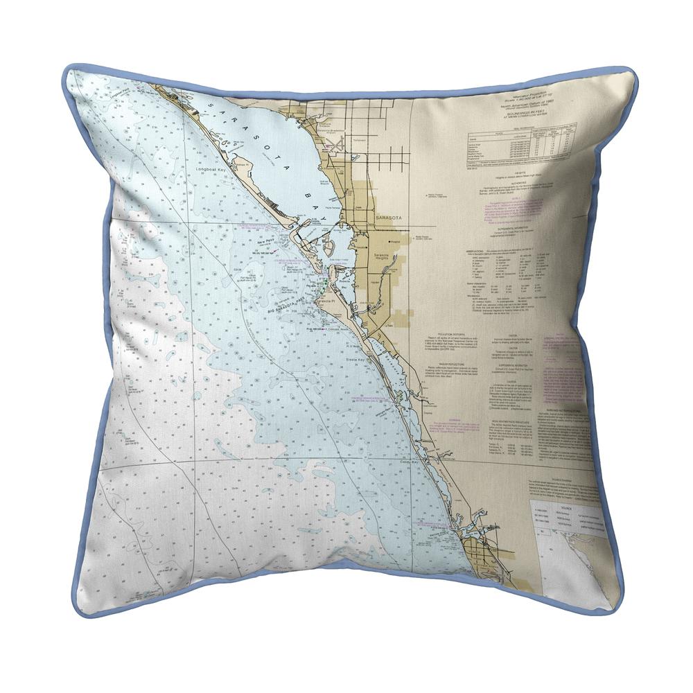 Venice, FL Nautical Map Large Corded Indoor/Outdoor Pillow 18x18