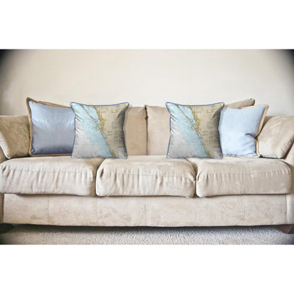 Venice, FL Nautical Map Large Corded Indoor/Outdoor Pillow 18x18