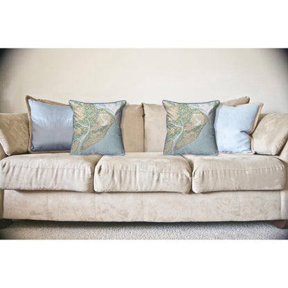 Hilton Head, SC Nautical Map Large Corded Indoor/Outdoor Pillow 18x18
