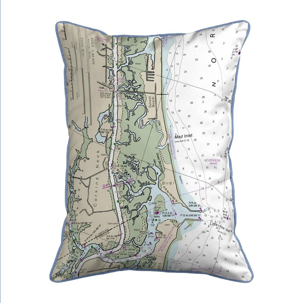 Sunset Beach, NC Nautical Map Large Corded Indoor/Outdoor Pillow 16x20