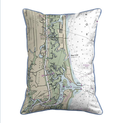 Sunset Beach, NC Nautical Map Large Corded Indoor/Outdoor Pillow 16x20