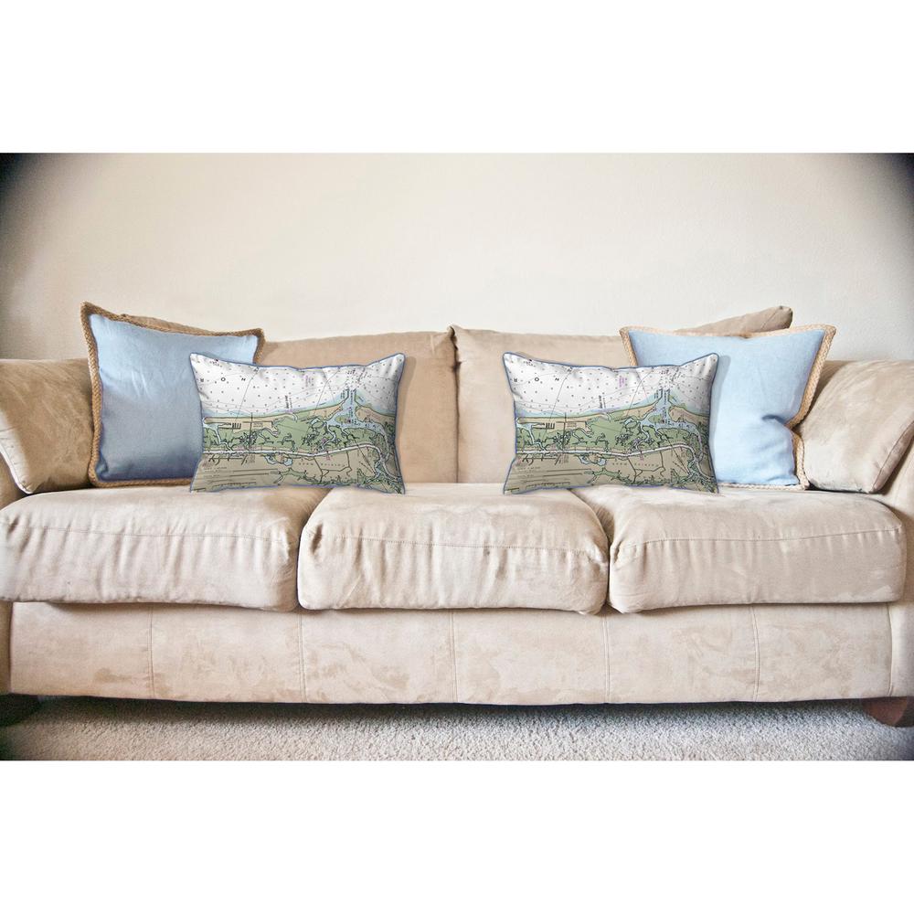 Sunset Beach, NC Nautical Map Large Corded Indoor/Outdoor Pillow 16x20