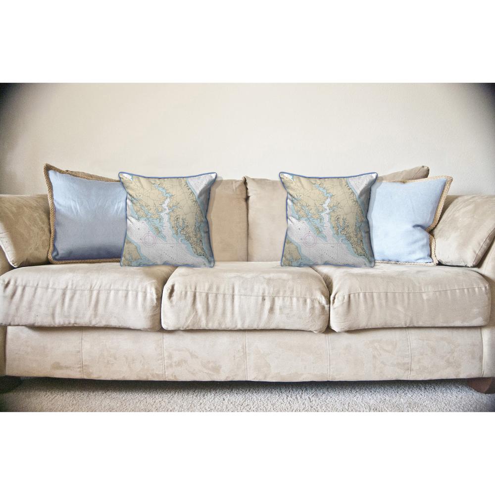 Leonardtown, MD Nautical Map Large Corded Indoor/Outdoor Pillow 18x18
