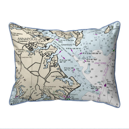 Annapolis, MD Nautical Map Large Corded Indoor/Outdoor Pillow 16x20