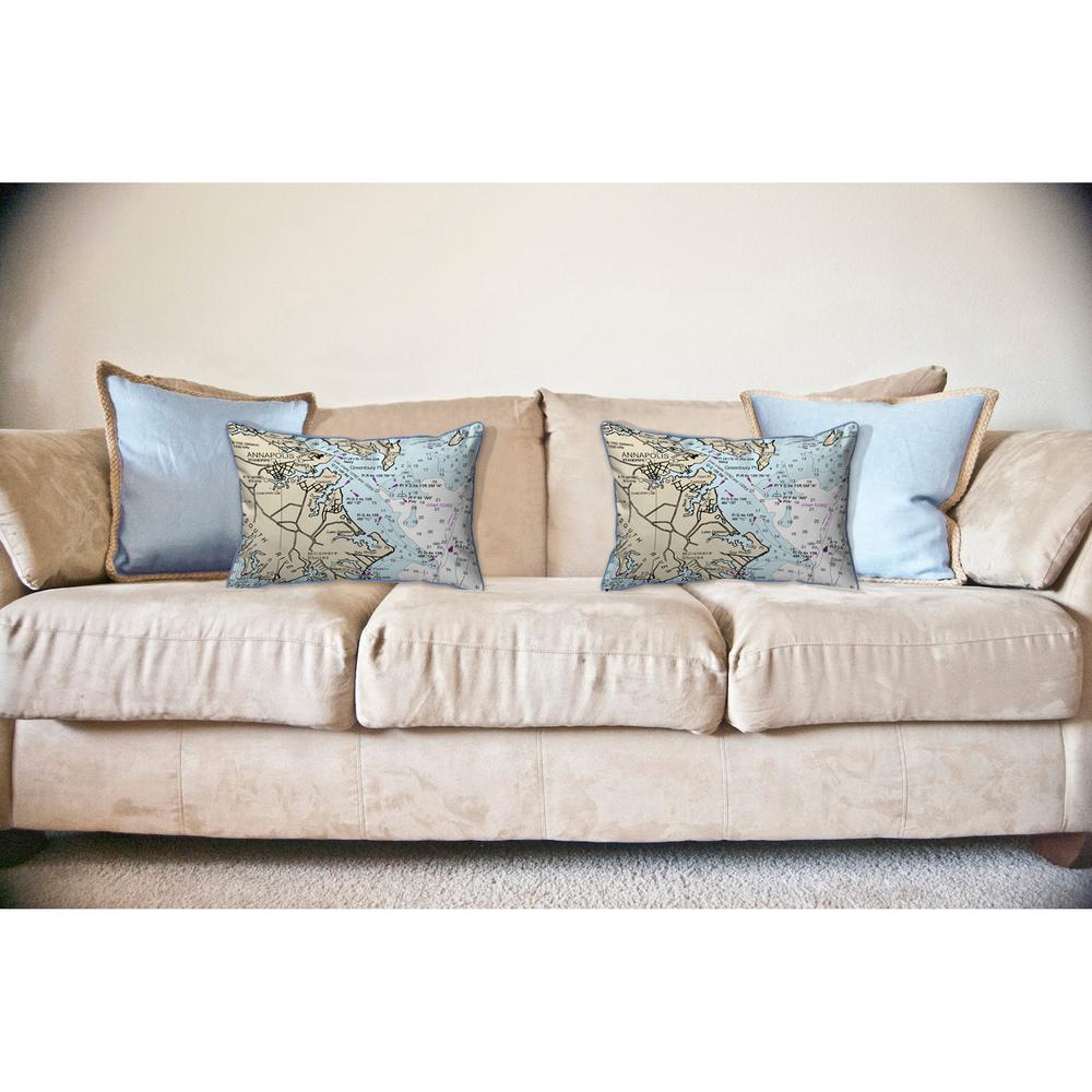 Annapolis, MD Nautical Map Large Corded Indoor/Outdoor Pillow 16x20