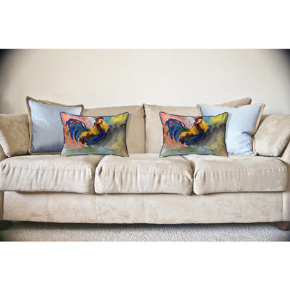 Blue Tail Rooster Large Indoor/Outdoor Pillow 18x18