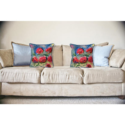 Red Geraniums Large Indoor/Outdoor Pillow 18x18