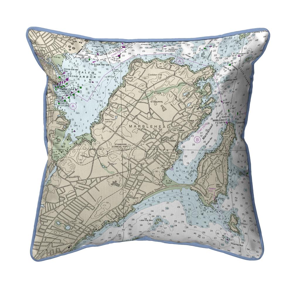 Marblehead, MA Nautical Map Large Corded Indoor/Outdoor Pillow 18x18