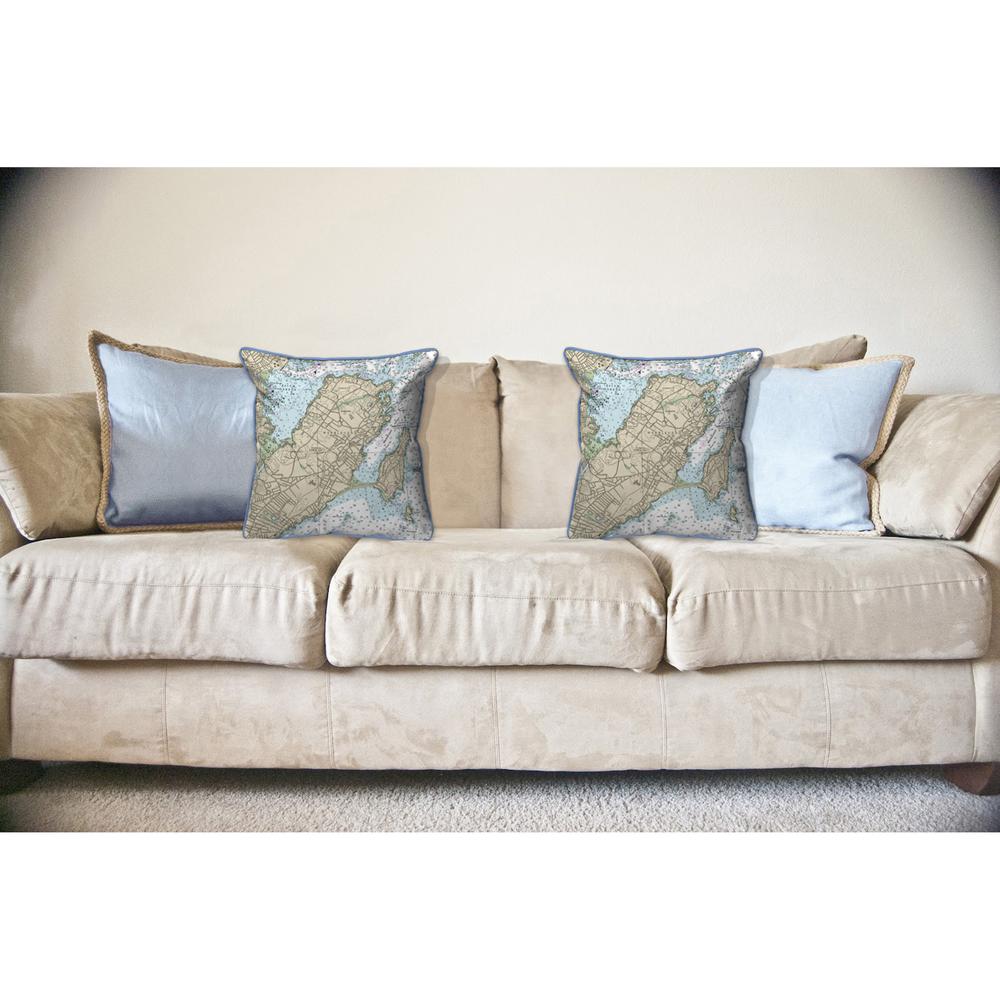 Marblehead, MA Nautical Map Large Corded Indoor/Outdoor Pillow 18x18