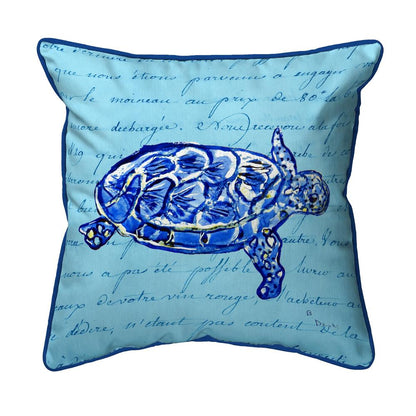 Sea Turtle Blue Script Large Indoor/Outdoor Pillow 16x20