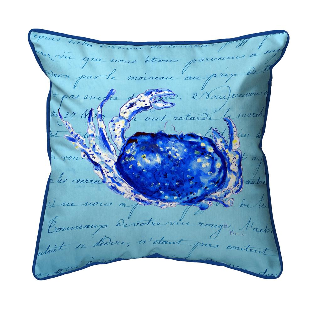 Blue Script Crab Large Indoor/Outdoor Pillow 18x18