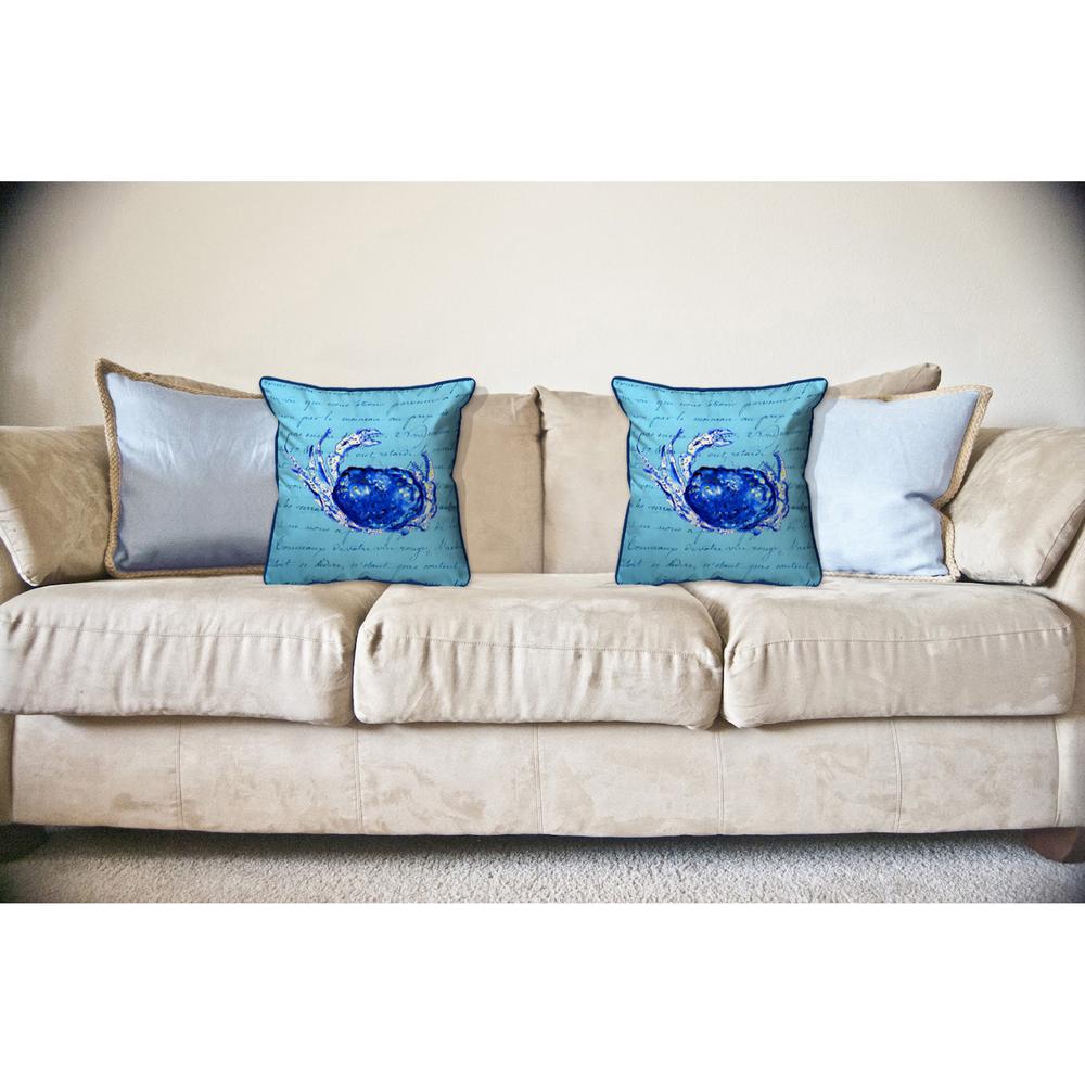 Blue Script Crab Large Indoor/Outdoor Pillow 18x18