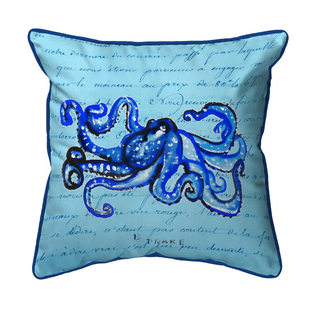 Blue Script Octopus Large Indoor/Outdoor Pillow 18x18