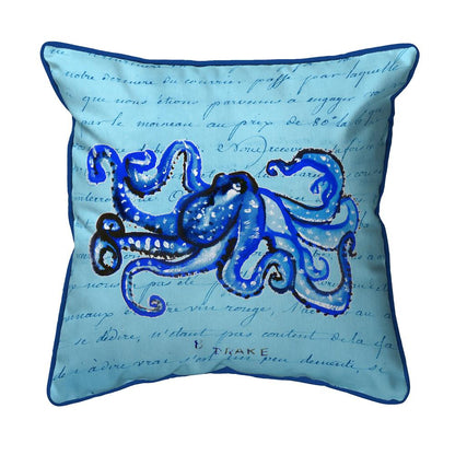 Blue Script Octopus Large Indoor/Outdoor Pillow 18x18