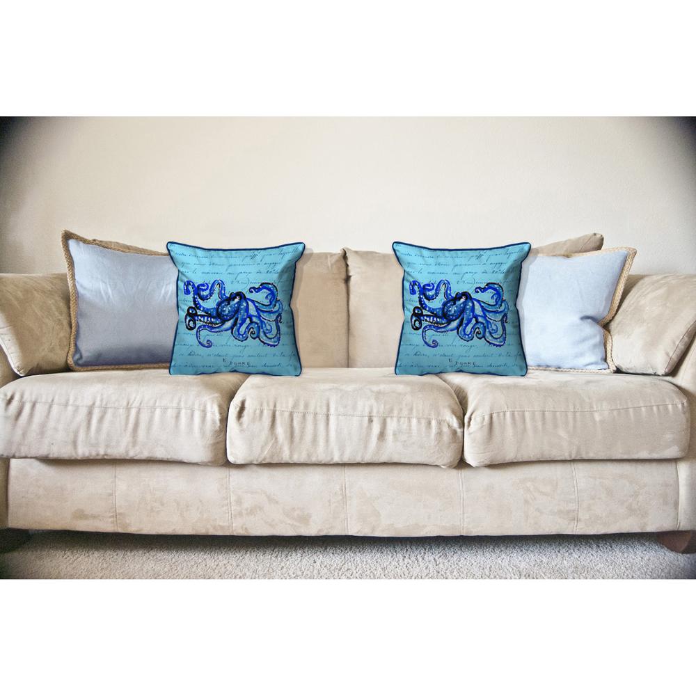 Blue Script Octopus Large Indoor/Outdoor Pillow 18x18
