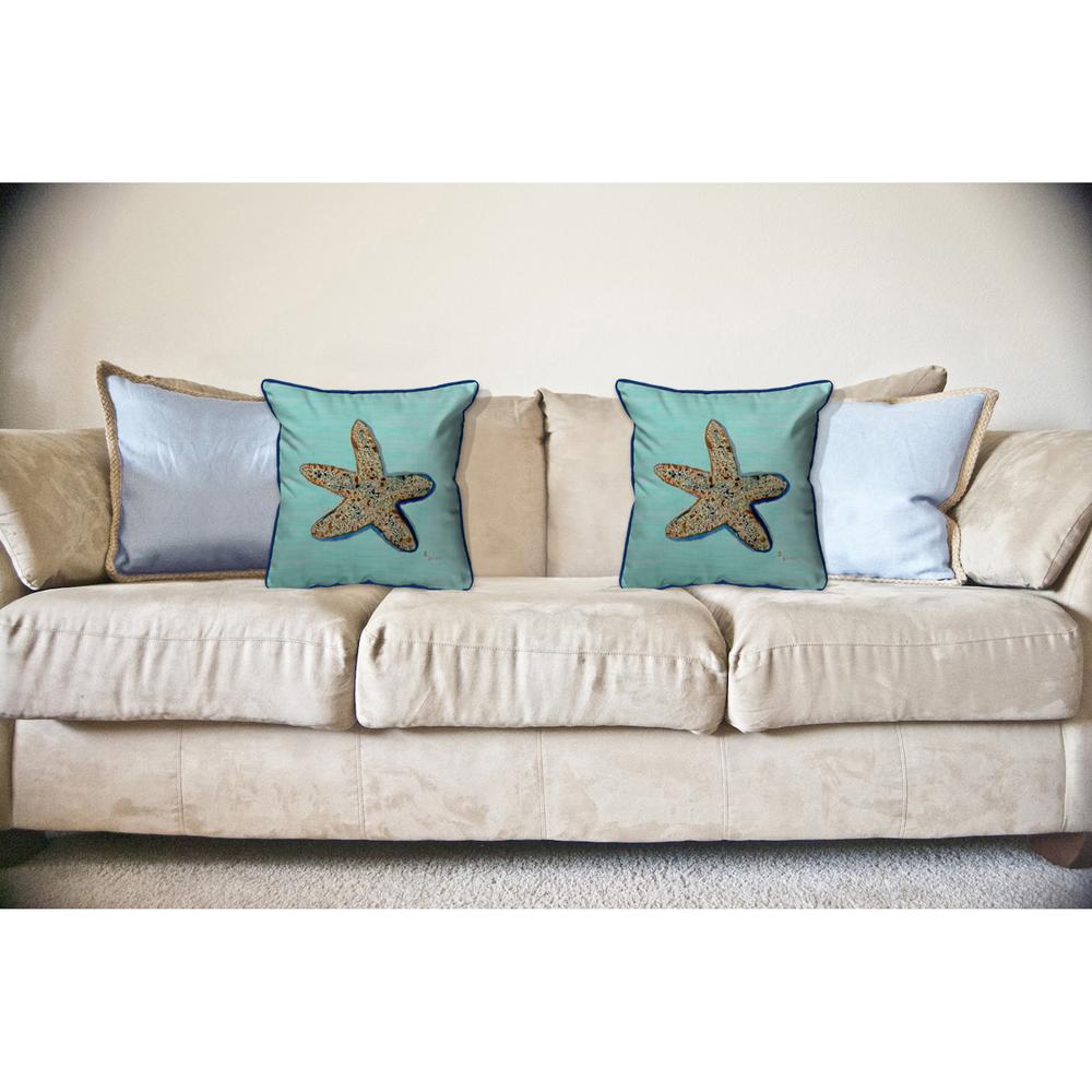Starfish - Teal Large Indoor/Outdoor Pillow 18x18