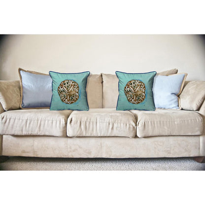 Sand Dollar - Teal Large Indoor/Outdoor Pillow 18x18