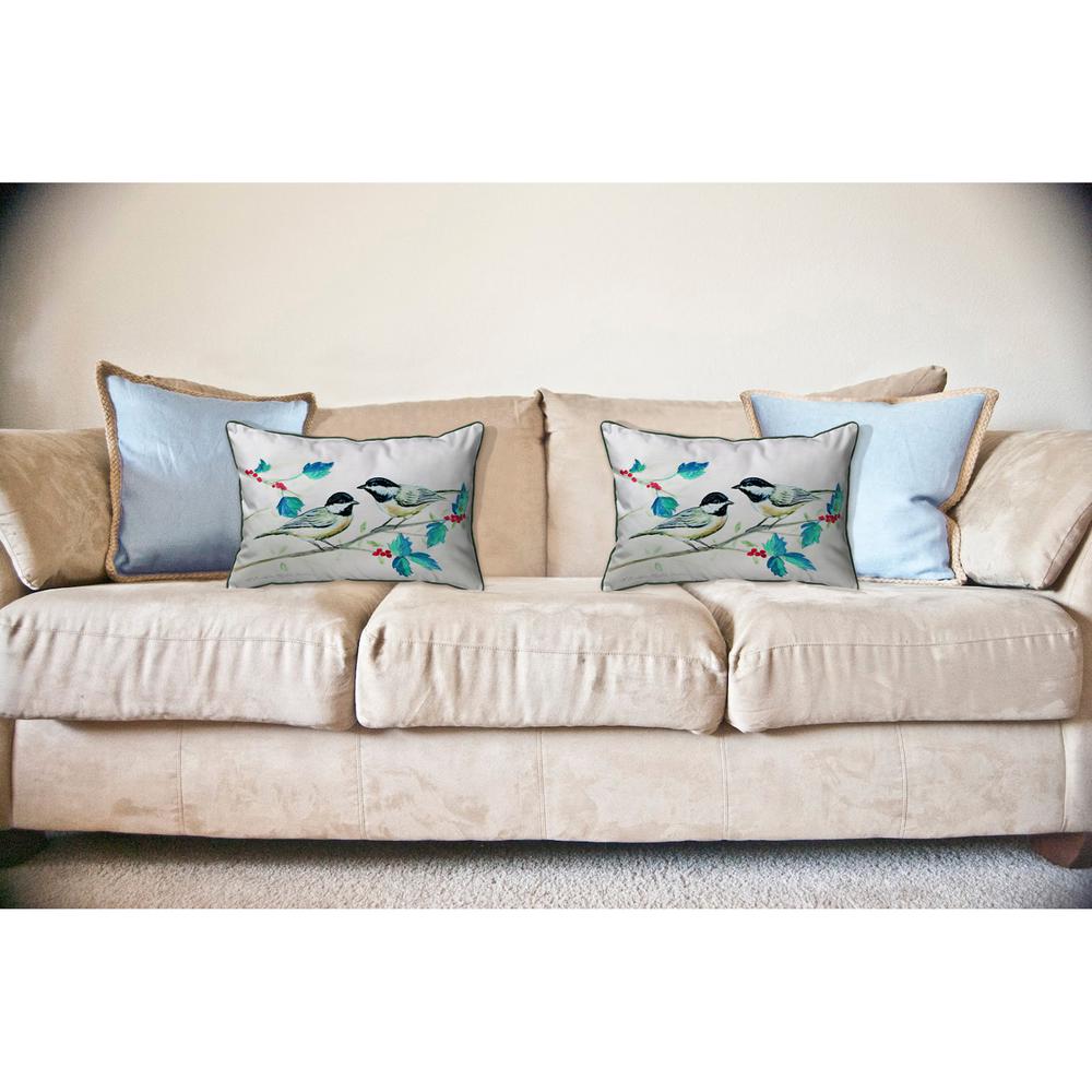 Christmas Chickadees Large Pillow 16x20