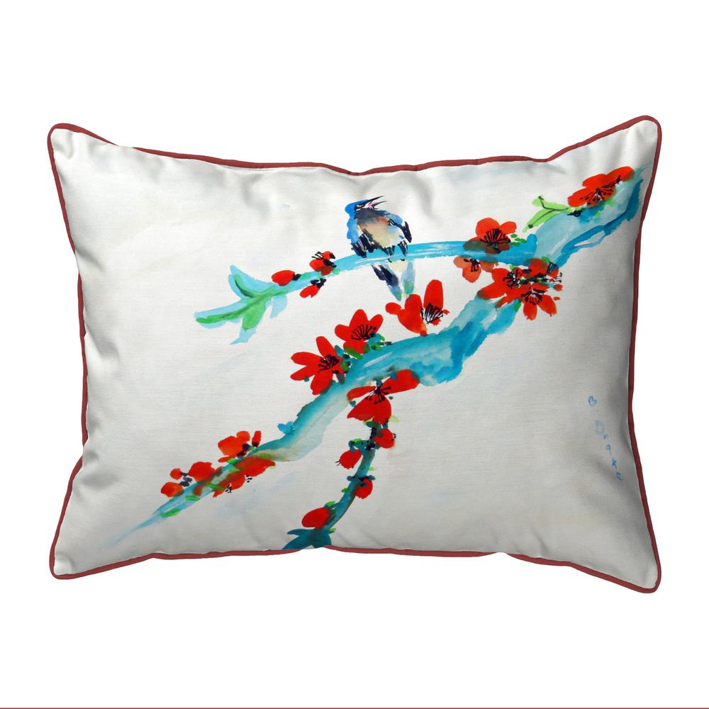 Red Buds & Bird Large Indoor/Outdoor Pillow 16x20
