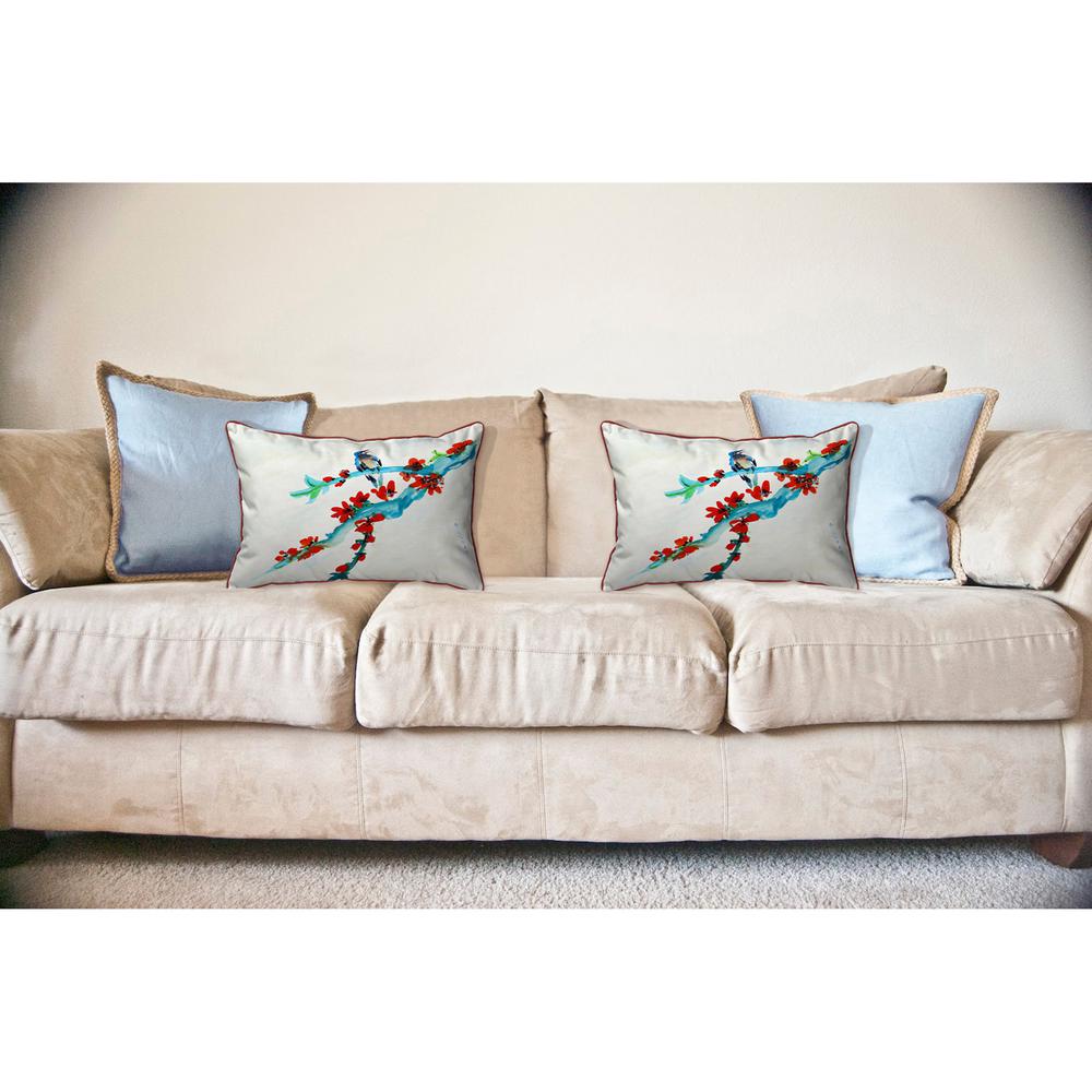 Red Buds & Bird Large Indoor/Outdoor Pillow 16x20