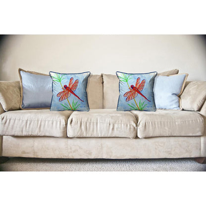 Red DragonFly Large Pillow 18x18
