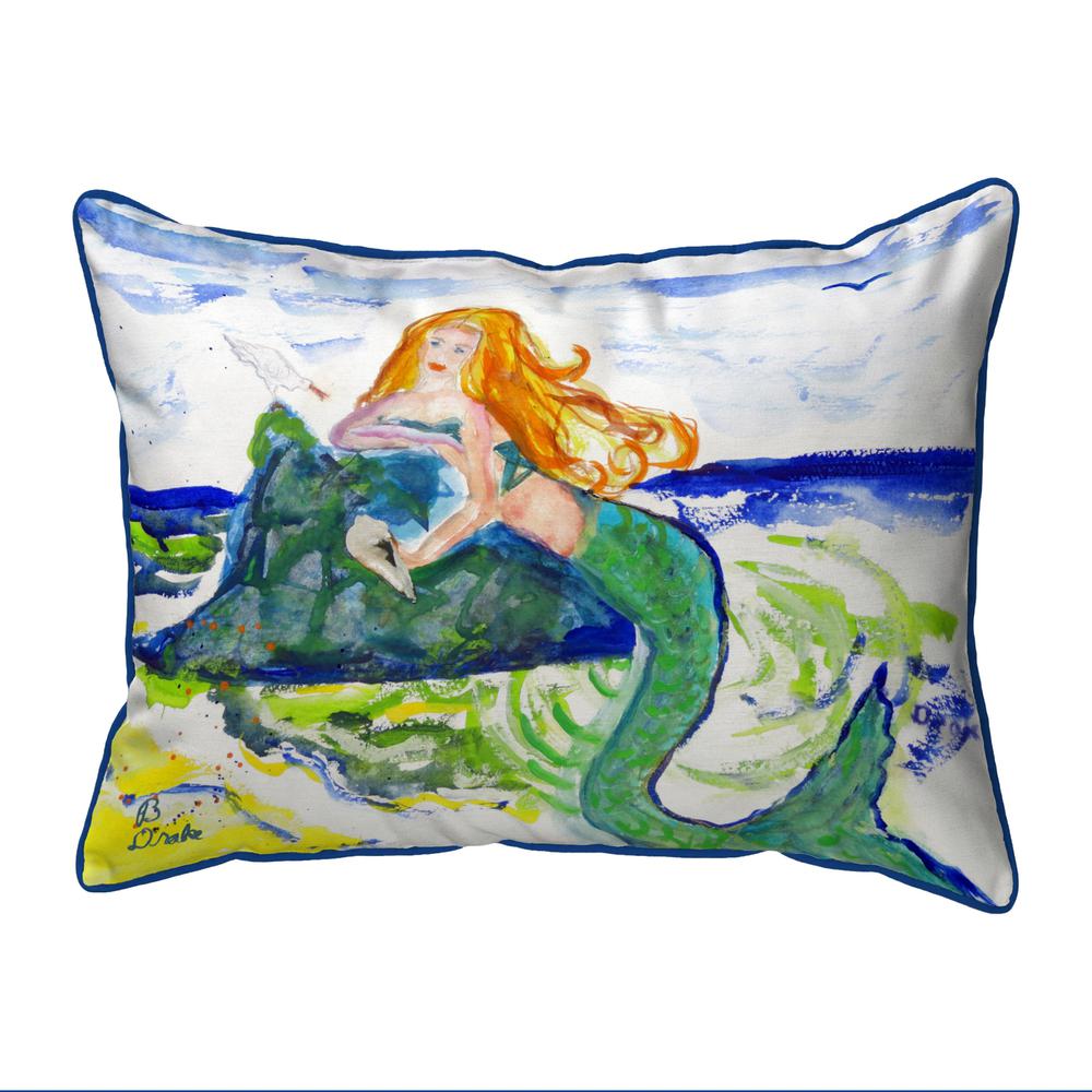 Mermaid on Rock Large Pillow 16x20
