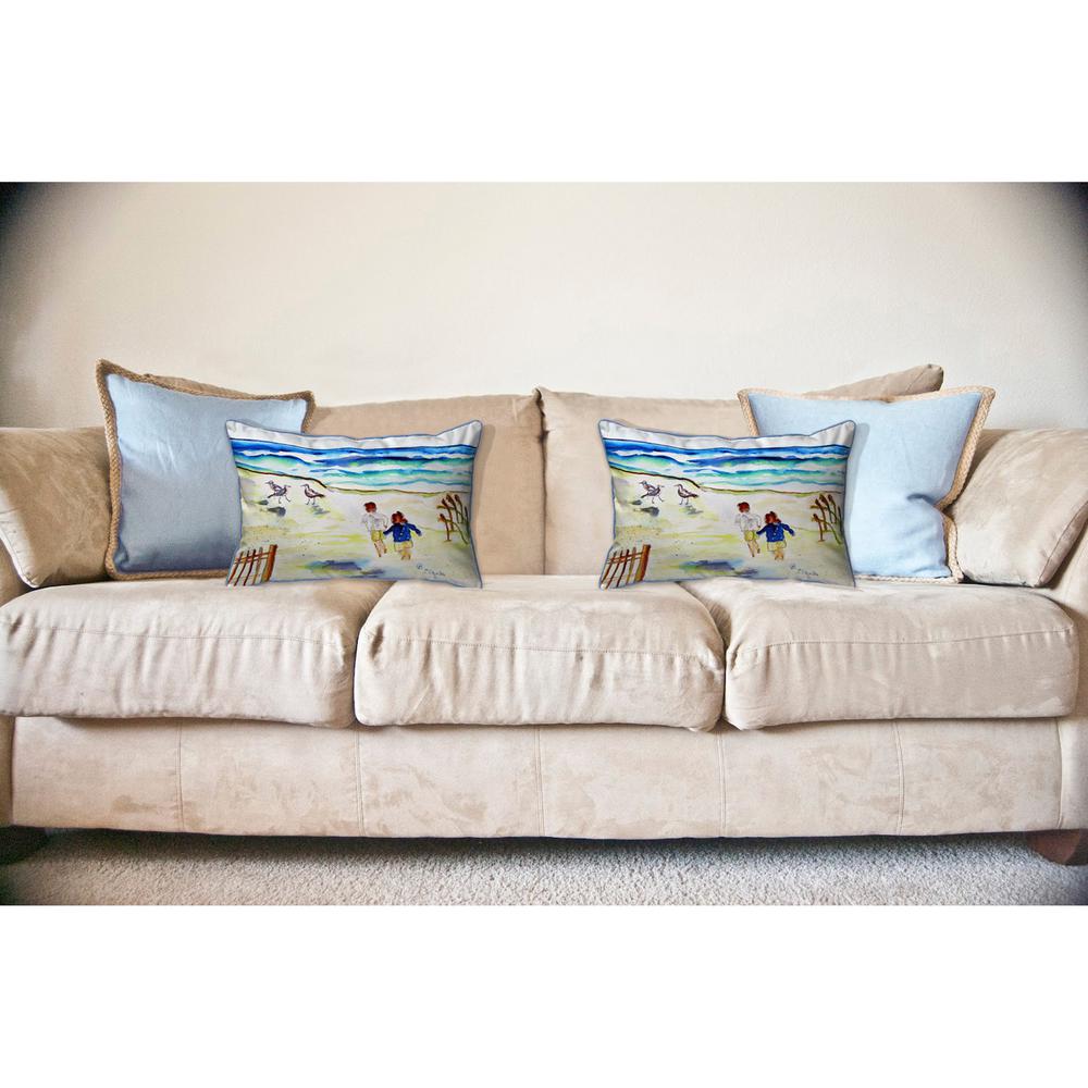 Running at the Beach Large Pillow 16x20