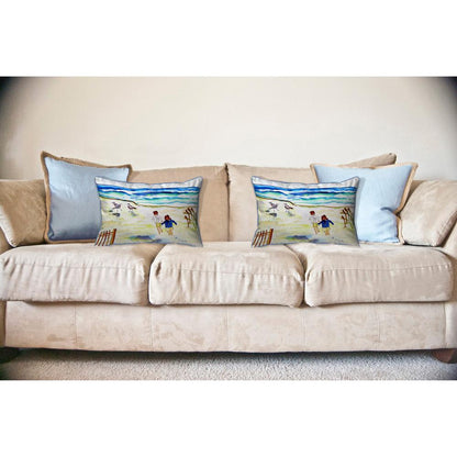 Running at the Beach Large Pillow 16x20