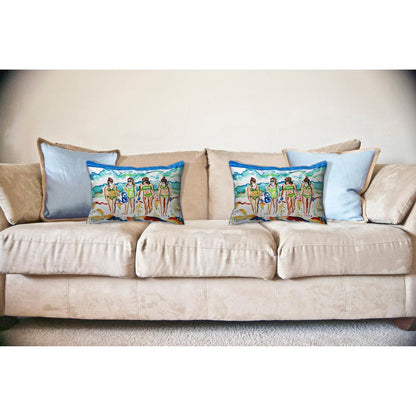 Girls Walking Large Pillow 16x20