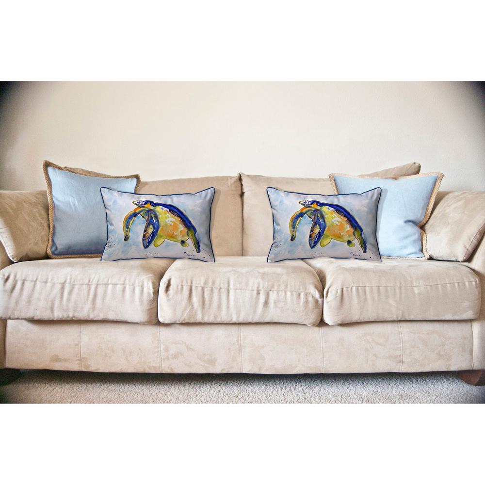 Blue Sea Turtle - Left Large Indoor/Outdoor Pillow 16x20