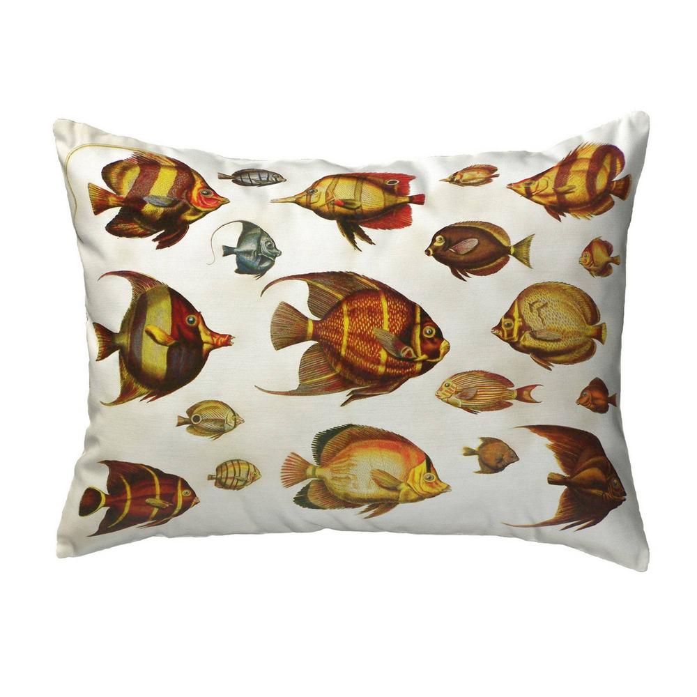 Multi Fish Antique Print Small Noncorded Pillow