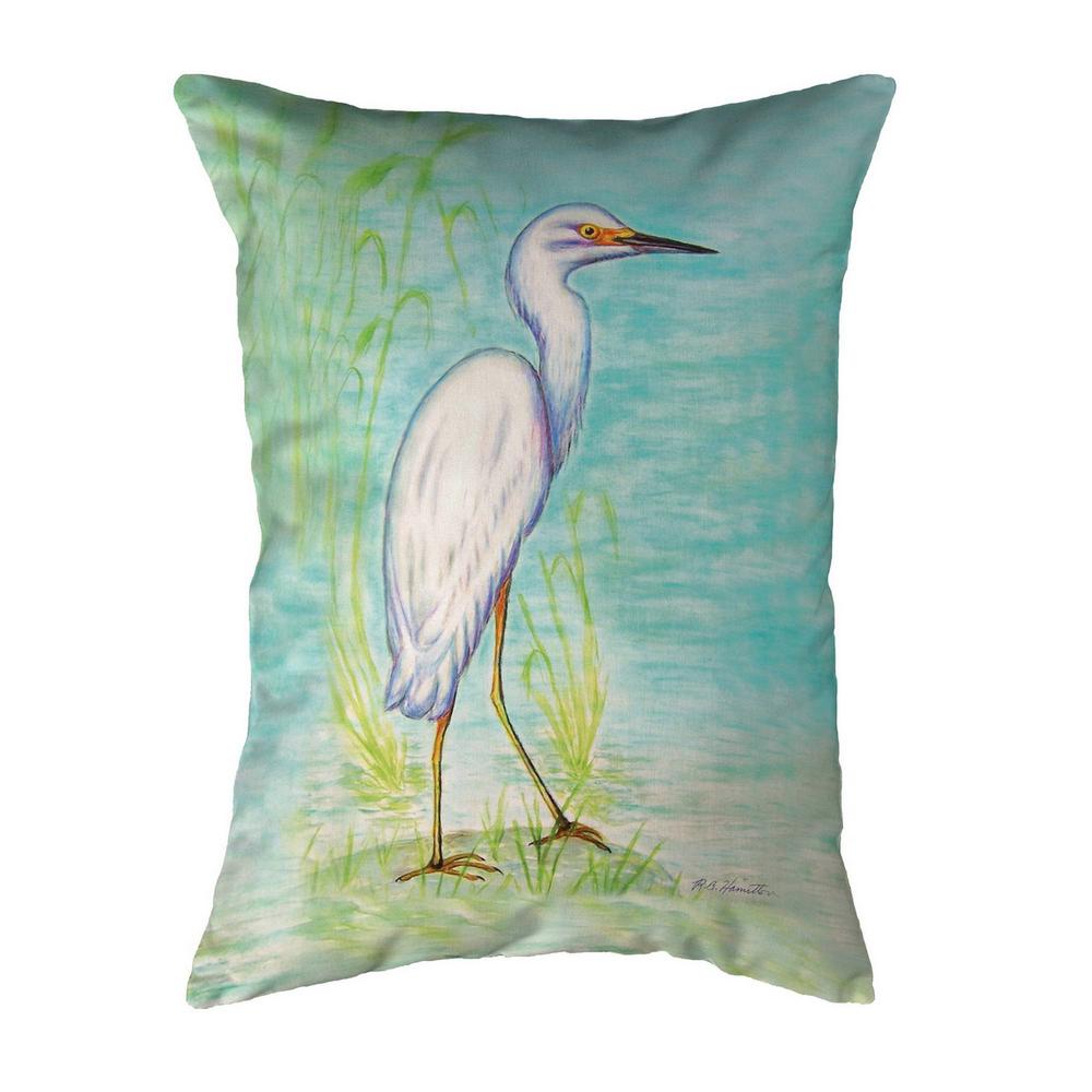 Snowy Egret Small No-Cord Pillow 11x14