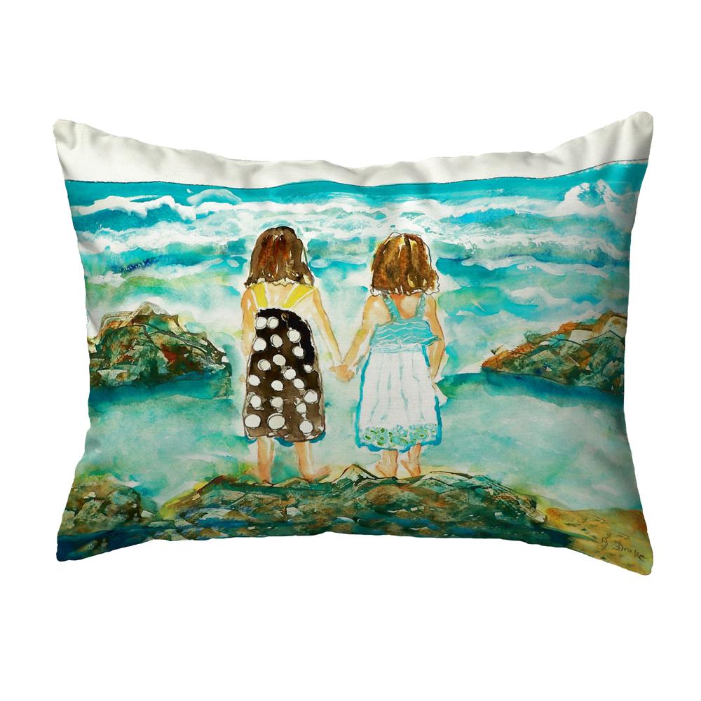 Twins on Rocks Small No-Cord Pillow 11x14