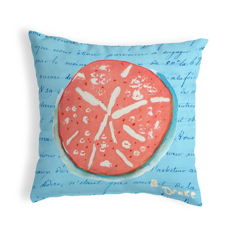 Coral Sand Dollar Blue Small No-Cord Pillow 12x12