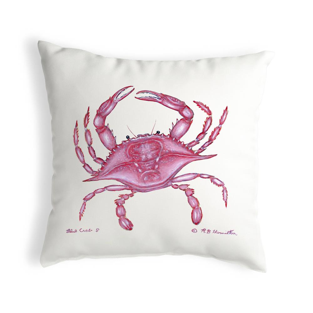 Pink Crab Small No-Cord Pillow 12x12