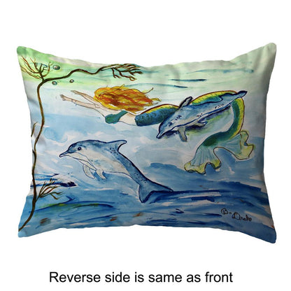 Mermaid & Dolphins Small Noncorded Pillow 11x14