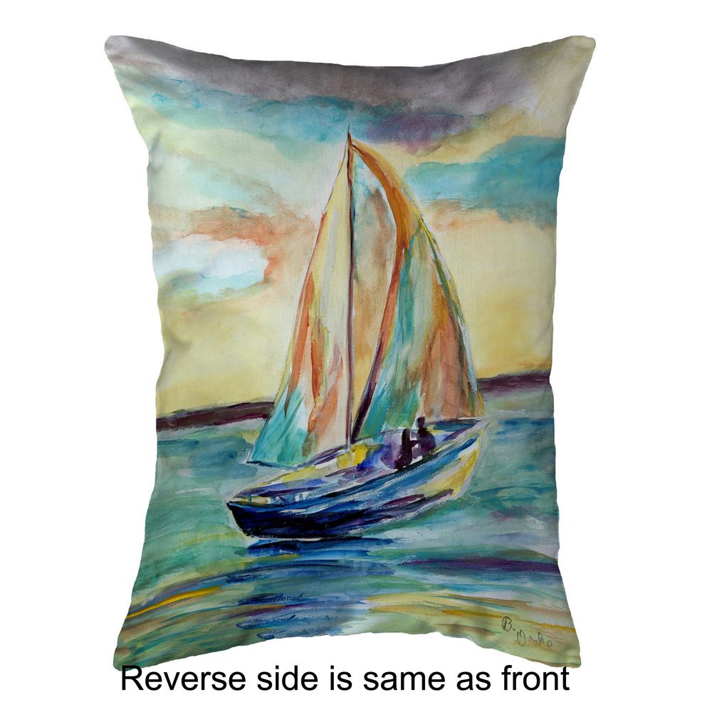 Teal Sailboat Small Noncorded Pillow 11x14